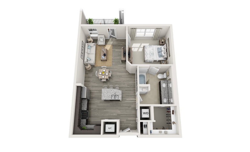 The Sumter - 1 bedroom floorplan layout with 1 bathroom and 868 square feet